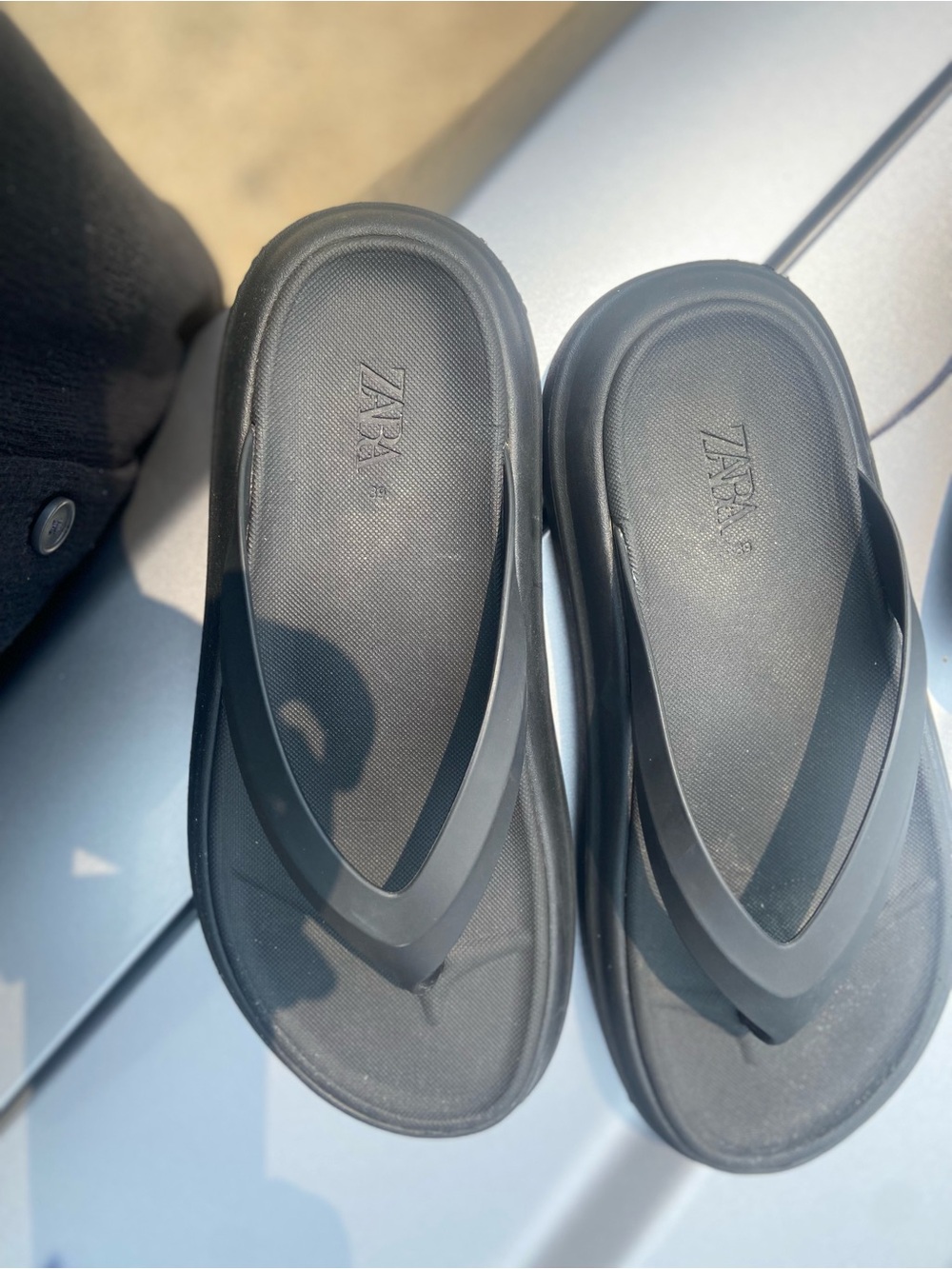 Zara black platform flip-flops size 39
